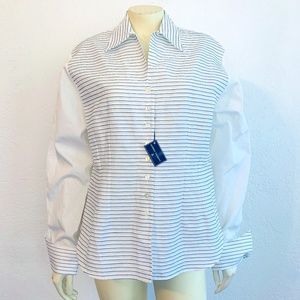 New Audrey Talbott White + Black Pinstripe Shirt